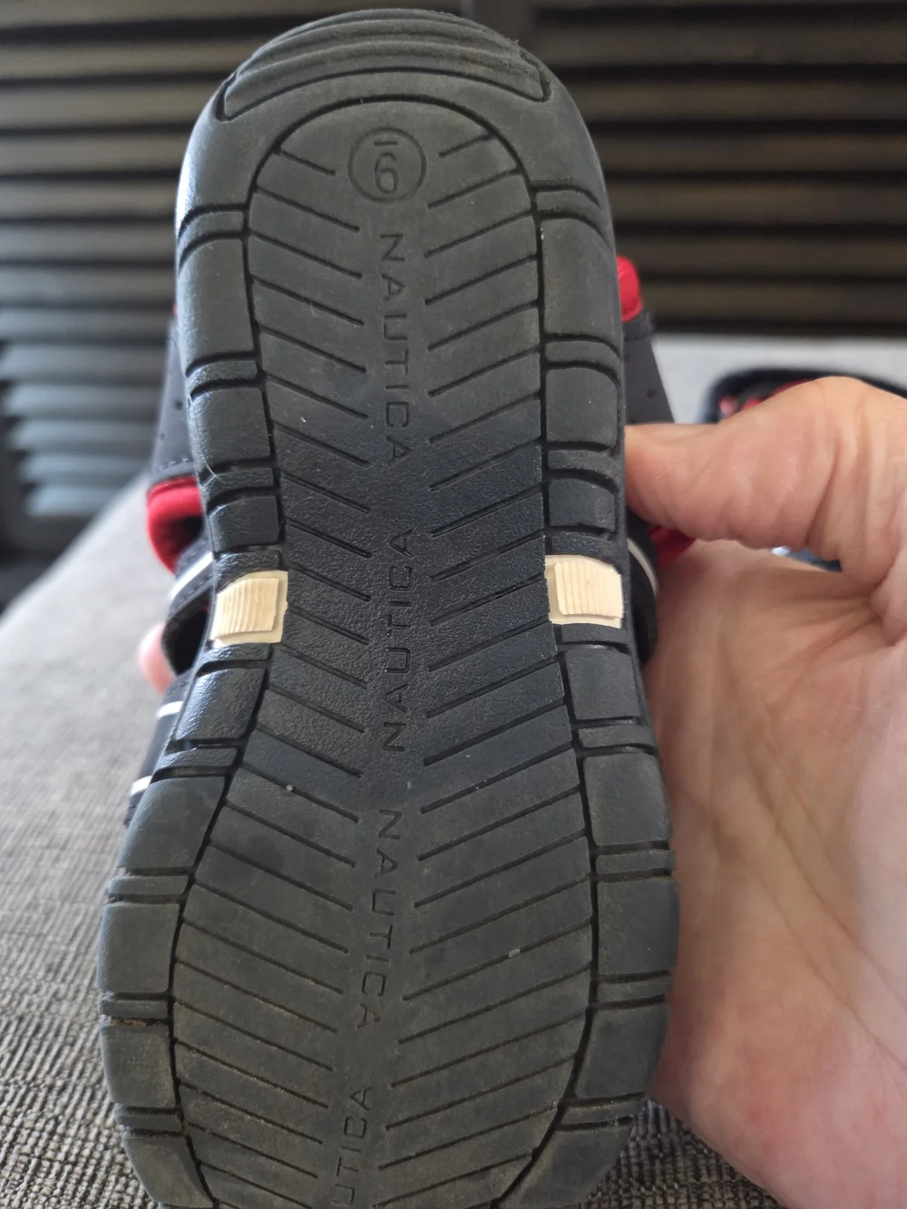 NAUTICA Toddler Boys Black Red Velcro Close Sandals Size 9 Close-Toe